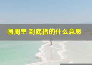 圆周率 到底指的什么意思